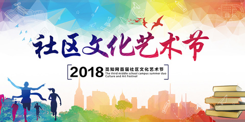 社区文化艺术节展板宣传海报