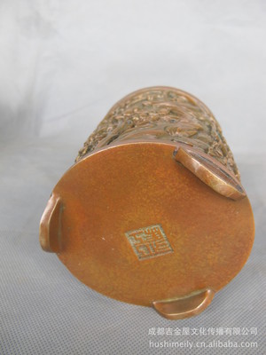 【梅花笔筒-文房用品、特色礼品、铜工艺品、艺术品、工厂来样加工】价格,厂家,图片,金属工艺品,成都吉金屋文化传播-